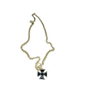 Vintage Gold Tone Chain Belt with Black Cross Black Knight's Cross Belt